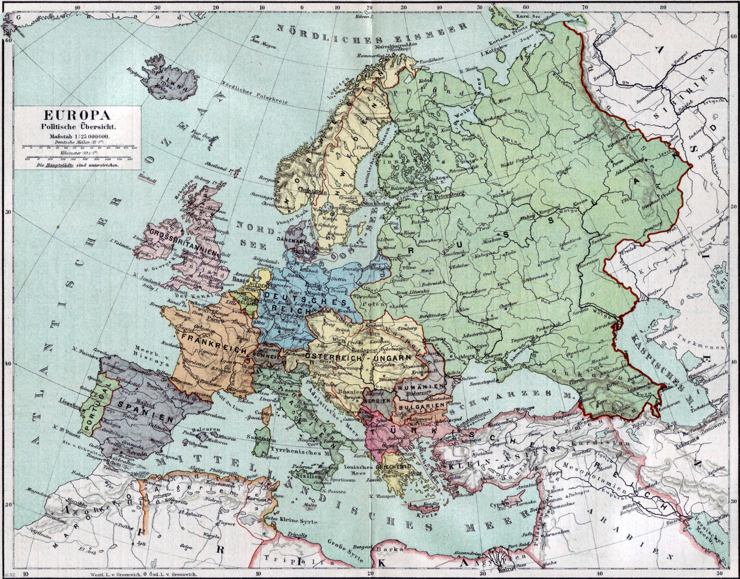 Map of Europa, 1890, Peel & Stick Removable Wall Decal
