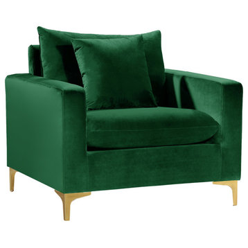 Naomi Velvet Upholstered Chair, Green