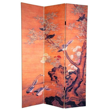 6' Tall Double Sided Chinese Landscapes Canvas Room Divider