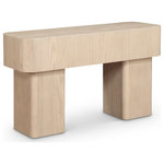 Meridian Furniture - Oakmont Veneer Coffee Table, Natural, Console Table - Add functionality and style to your living room or den with this handsome Oakmont natural console table. Its rich natural finish and oak veneer bring a touch of sophistication, while the art deco design adds timeless elegance. Perfect for showcasing decor or enjoying coffee with friends, its sturdy construction ensures durability and versatility. Elevate your space with this essential piece that harmonizes practicality with aesthetic appeal, promising to be the focal point of your living area for years to come.