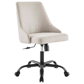 Designate Swivel Upholstered Office Chair, Black/Beige