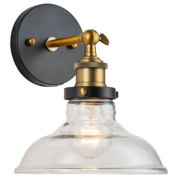 Lucera One-Light Wall Sconce with Bulb, Antique Brass