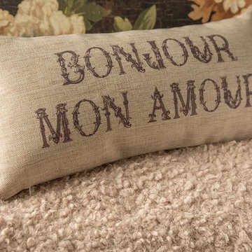romantic pillows,romantic bedroom,french pillows,french sayings,french decor,par