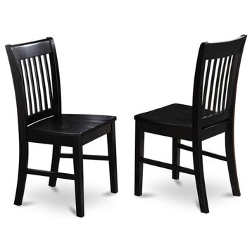 East West Furniture Norfol 11" Wood Dining Chairs in Black (Set of 2)