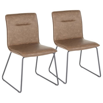 Casper Industrial Chair by LumiSource, Set of 2, Black Metal, Espresso PU