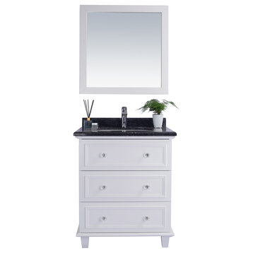 Luna - 30 - White Cabinet + Black Wood  Counter, no mirror