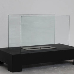 "Canal Black" Free Standing Ventless Ethanol Fireplace - Indoor Fireplaces