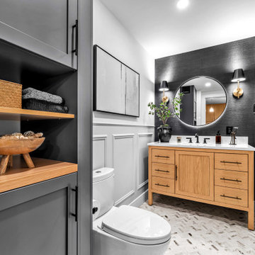 Modern Primary Bathroom Renovation in Gramercy, Manhattan | Warm Wood + Textural
