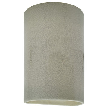 Ambiance, Small Cylinder, Open Top & Bottom Wall Sconce, Celadon Green Crackle