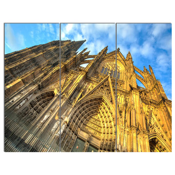 "Facade of Dom Church With Blue Sky" Metal Wall Art, 3 Panels, 36"x28"