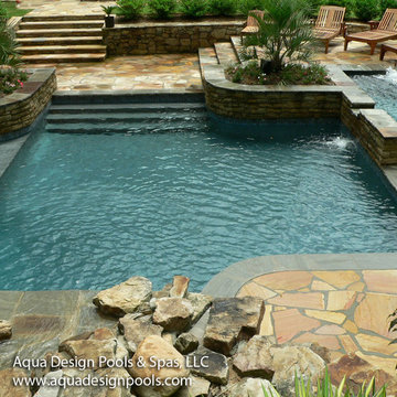 Custom Pool with Spa and Beautiful Stonework
