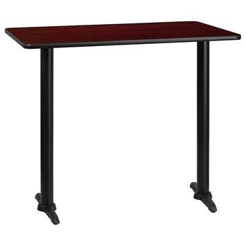 30''x48'' Mahogany Laminate Table Top With Bar Height Table Bases