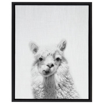 Sylvie Alpaca Portrait Framed Canvas By Simon Te Tai, Black, 18x24