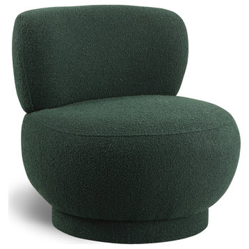 Calais Boucle Fabric Upholstered Accent Chair, Green, Upholstered Base