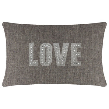 Sparkles Home Love Montaigne Pillow, Brown, 14x20"