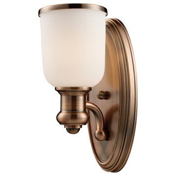 ELK Lighting Brooksdale 1-Light Wall Lamp, Antique Copper/White Glass