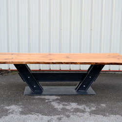 Live Edge Sycamore Conference Table With I Beam Base - Table Tops And Bases
