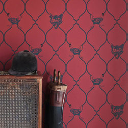 FOX AND HEN - BRICK - Wallpaper