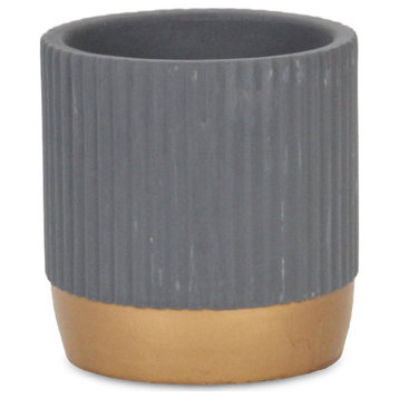 Gold Base Gray Ceramic Pot - Small