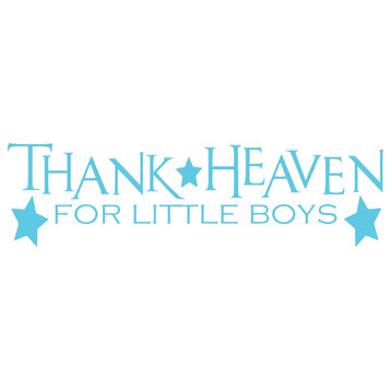 Decal Vinyl Wall Sticker Thanks Heaven For Little Boys Quote, Baby Blue