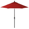 9' Patio Umbrella Bronze Pole Fiberglass Ribs Collar Tilt Pacific Premium, Red