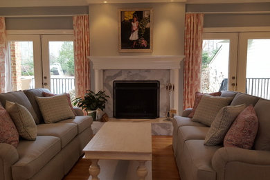 Inspiration for a transitional family room remodel in Atlanta