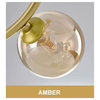 MIRODEMI® Sauze | Art Iron Chandelier with Ball-Shaped Ceiling Lights, Black, 1 Head - Single, Amber Glass, Cool Light