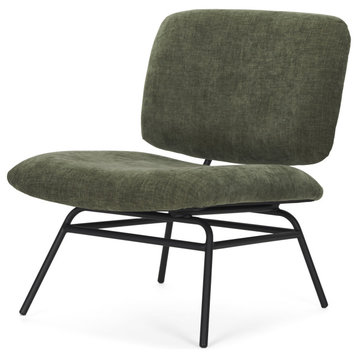 Nora Forest Green Fabric With Matte Black Metal Legs Accent Chair