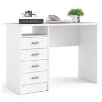 Tvilum Warner Contemporary Engineered Wood Desk with 4 Drawers in White