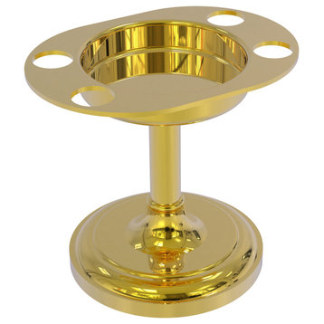 Vanity Top Tumbler and Toothbrush Holder, Polished Brass