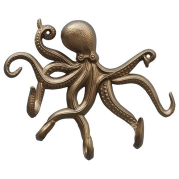 Antique Brass Octopus Hook 11"