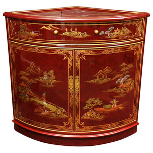 D Art Collection Mahogany Corner Glass Cabinet Short