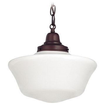 12-Inch Schoolhouse Pendant Light with Chain in Bronze Finish