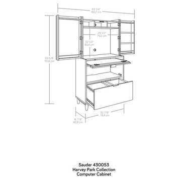 Sauder Harvey Park Engineered Wood Computer Cabinet in Grand Walnut