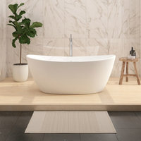 CastelloUSA Manhattan Solid Surface Stone Resin Freestanding Tub, White, 59"