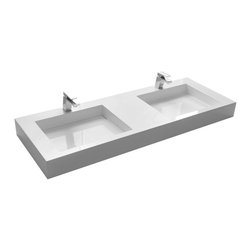 ADM Bathroom Design - ADM Rectangular Countertop Sink, White, 59" - Bathroom Sinks
