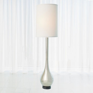 Tall Bulb Shape Silver Metal Floor Lamp 81 in Minimalist Classic White Nickel
