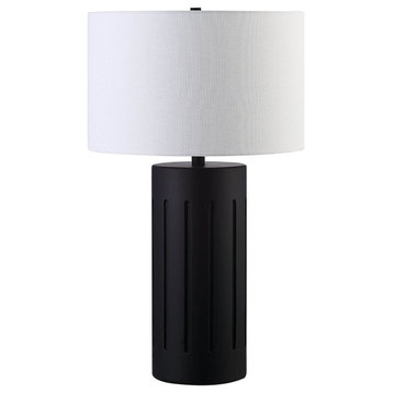 Jannu 26" Table Lamp with Drum Shade, Matte Black