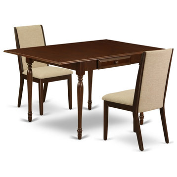 3-Piece Kitchen Table Set, Drop Leaves Table, 2 Dining Chairs