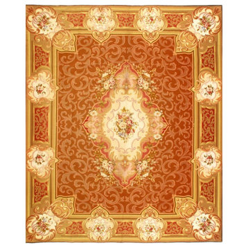 Light Brwon Fine Hand Knotted Abusson Rug 8' X 9'9''