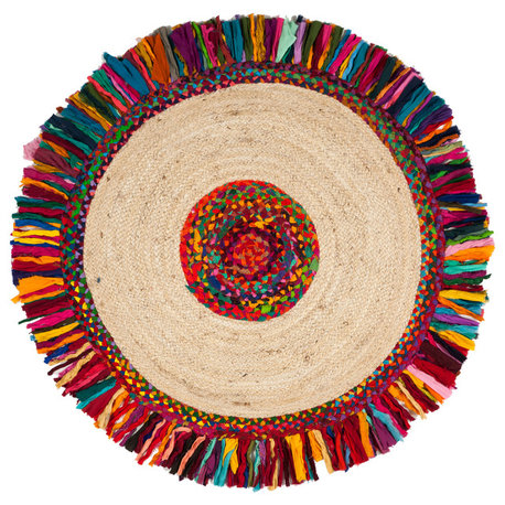 Safavieh Cape Cod Collection CAP205 Rug, Ivory/Red, 3' Round
