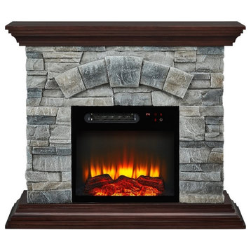 LIVILAND 40 in. Magnesium Oxide Freestanding Electric Fireplace in Gray