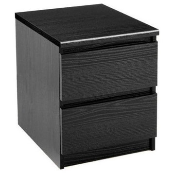 2 Piece Dresser and Night Stand with Drawers in Black Woodgrain