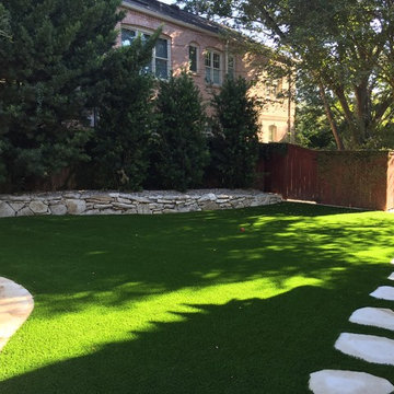 Artificial Grass Backyard with pets and pool