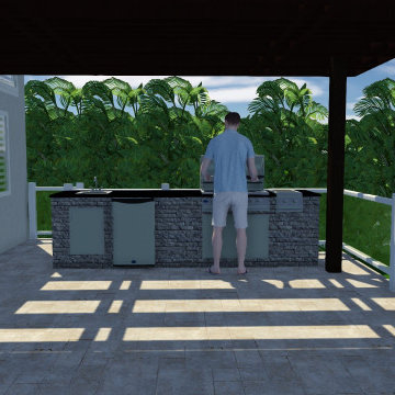 Design of pergola with outdoor bbq grill kitchen