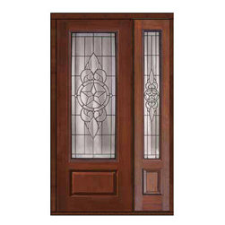 Prehung Sidelite Door 96 Fiberglass Brazos 1 Panel 3/4 Lite Glass - Front Doors