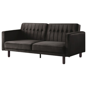 Qinven Adjustable Sofa, Dark Brown Velvet