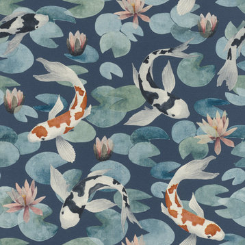 Nobu Blue Koi Fish Wallpaper, Swatch