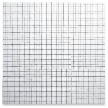 White Thassos Marble Square Grid Mosaic Tile 3/4x3/4 Honed, 1 sheet
