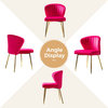 Milia Modern Audrey Velvet Dining Chair With Metal Legs Set of 2, Fuchsia